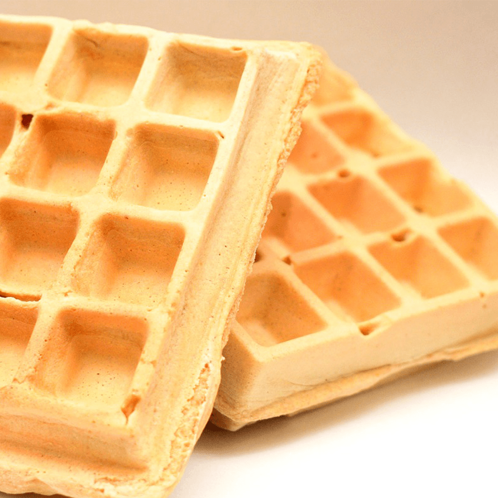 Stack of Belgian waffles for chocolate dipping.